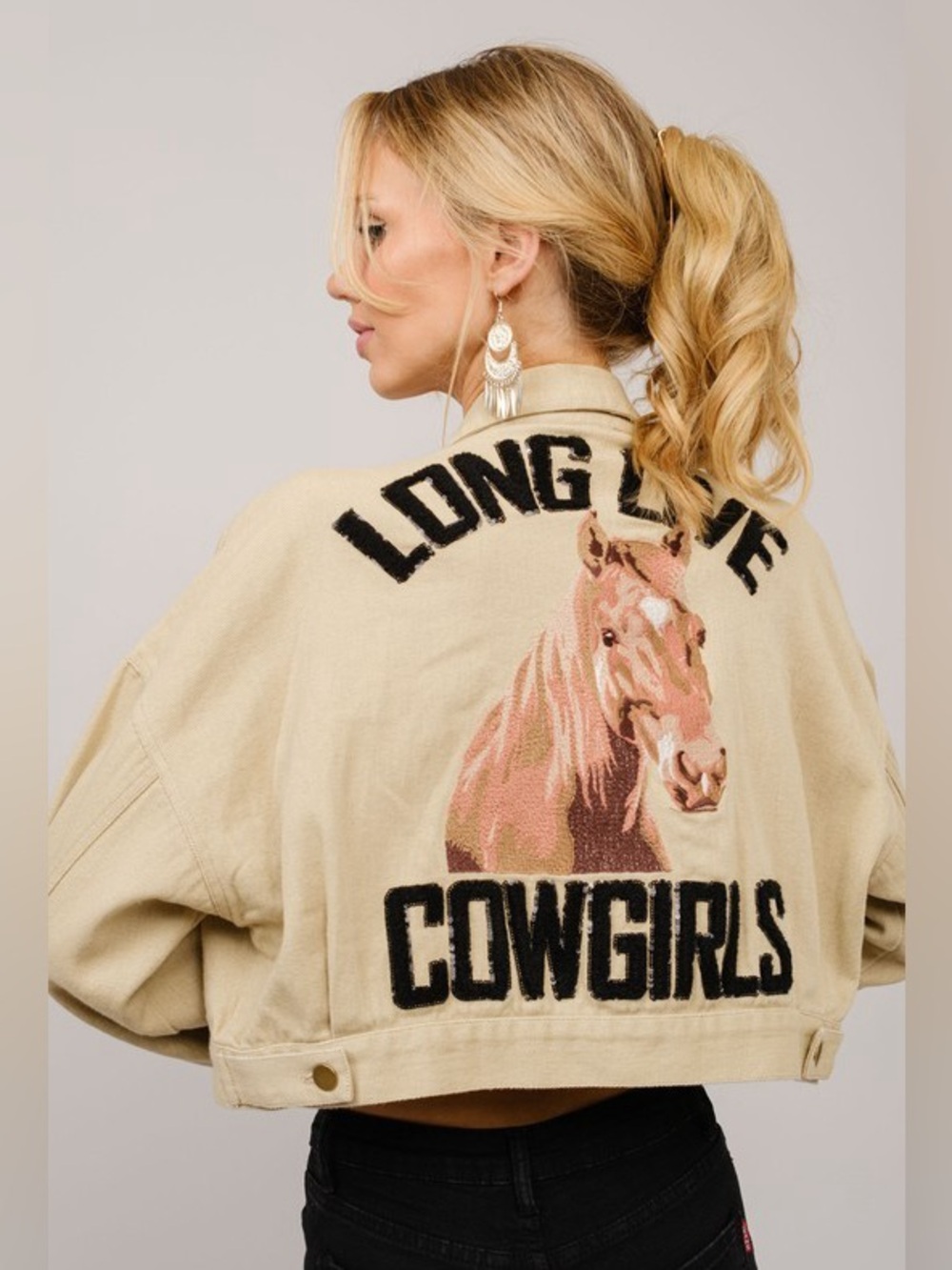 K05. Long Live Cowgirls Sequin Embroidered Cropped Jacket